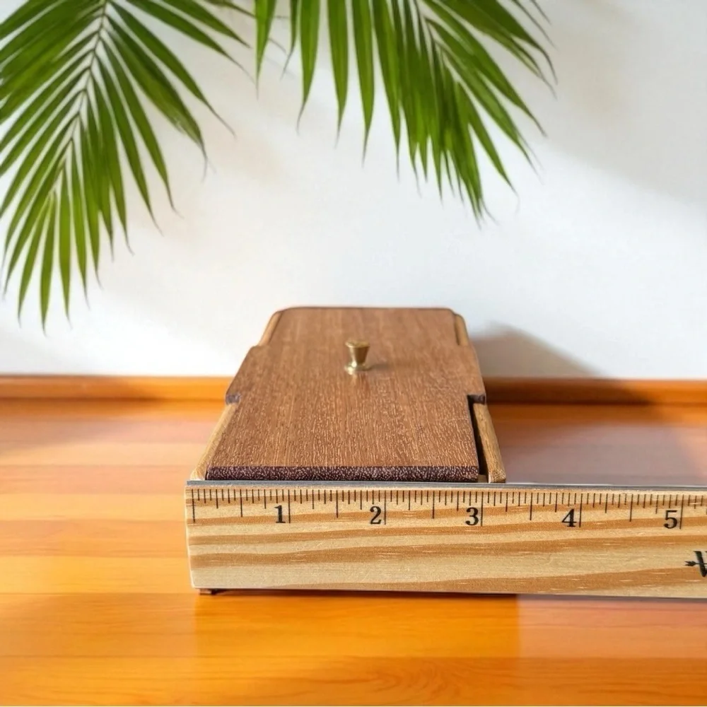 Handcrafted Wooden Trinket Box with Brass Knob – Artist Marked